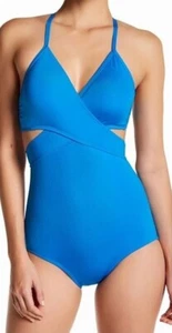 305 Laundry by Design Shelli Segal Blue Strappy 1 pc Swim Suit M - Picture 1 of 5