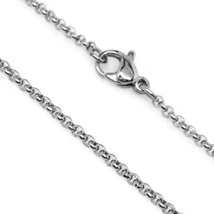 2 mm Acero Inoxidable Plata Rolo Mujer Eslabón Redondo Cadena Broche Langosta Vendedor de EE. UU. - Imagen 1 de 5