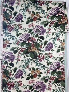 3.66 Yds x 54” Westbourne WAVERLY Drapery Fabric Cream Burgundy & Purple Floral - Picture 1 of 19