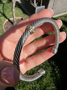 David Yurman Sterling Silver Gold Classic Cuff Bracelet - Picture 1 of 7