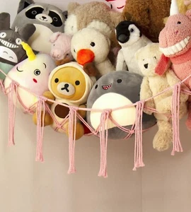 Pink Stuffed Animal Storage Hammock – Boho Room Decor & Organizer - Picture 1 of 5