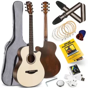 Pyle 40" Akustikgitarre Kit mit Gigbag Tuner etc., natürliche matte Fichte, PGA817 - Bild 1 von 11