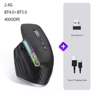 Wireless Mouse Bluetooth+2.4G Tri-Mode Mouse Mute Mice Ergonomic Gaming Mouse US - Picture 1 of 9