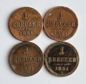 4 x K.K. Oesterreichische Scheidemünze - 1 Kreuzer Kupfer 1851 - M42 - Bild 1 von 2