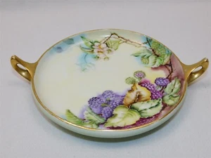 Antigua bandeja para platos de limón Rosenthal pintada a mano con asas frambuesas 8,5" - Imagen 1 de 7