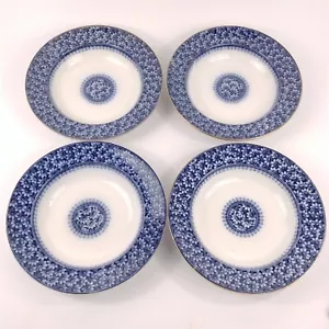 4 WAA William Alsager Adderley Daisy Blue 9 7/8" Rimmed Dinner Bowls - Picture 1 of 11