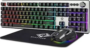 Beastron Colorful Backlit Gaming Keyboard + Mouse & Mouse pad, Multimedia knob - Picture 1 of 5