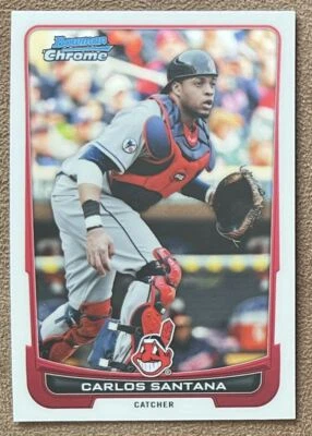 2012 Bowman Chrome Carlos Santana Cleveland Indians #51 Topps MLB Baseball - Image 1 of 2