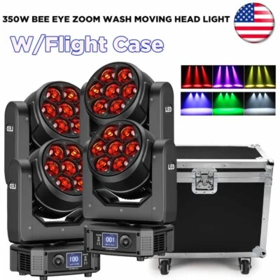 UKING Bee Eye LED 7x50W RGBW Beam Wash Zoom Moving Head Stage Light DJ Disco Ba - Image 1 of 4