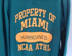 University Of Miami Hurricanes Vintage NCAA Sweatshirt Green Size Medium - Picture 1 of 11