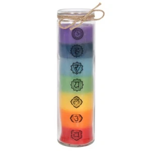 Tall Seven Chakras Scented Candle Glass Tube Multicolour 7 Chakra Rainbow Pride - Picture 1 of 2