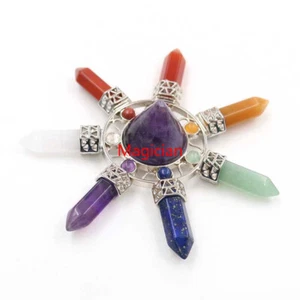 Generador de energía piramidal de punto de cristal curativo 7 piedras de chakra piedra preciosa Reiki - Imagen 1 de 19