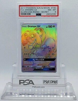 POKEMON GUARDIANS RISING DRAMPA GX #160 SECRET RARE HOLO FOIL PSA 8 NM-MT #* - Image 1 of 4