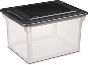 Scatola Portadocumenti, Contenitore Impilabile con Coperchio, Contenitore in Plastica per Organizzare Tasse, P - Foto 1 di 9