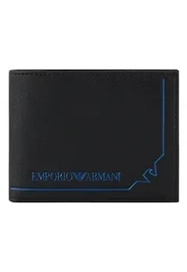 NWT EMPORIO ARMANI BLACK BI-FOLD WALLET WITH PRINT Y4R165 Y731E - Picture 1 of 4