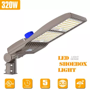 320W LED Parking Lot Light With Photocell Commercial Shoebox Street Pole Lights - Picture 1 of 11