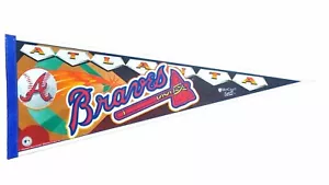 Braves Team Pennant and Ultra Pro Sleeve Atlanta Georgia MLB Baseball Team - Picture 1 of 2