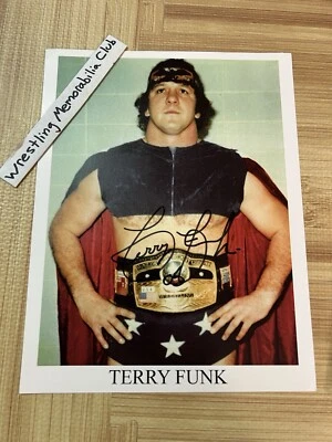 Foto promocional firmada por Terry Funk NWA WWF lucha libre Texas patio Foto 1 de 4