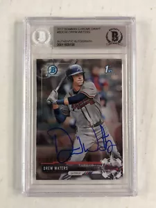 DREW WATERS 2017 Bowman Chrome 1ST SP RC BLUE INK AUTO! BGS AUTHENTICATED! RARE! - Picture 1 of 4