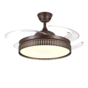 #1962 42″ Modern Black LED Ceiling Fan, Remote Controlled, Retractable Blades - Picture 1 of 4