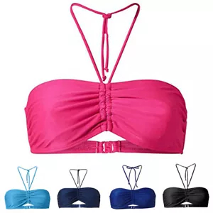 Women Sexy Tie Knot Halter Bikini Top Bandeau Swimsuit Top Push up Bathing Suits - Picture 1 of 14