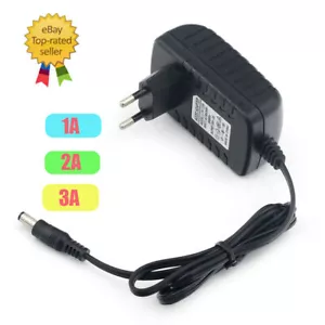 Fuente de alimentación enchufe 12V AC/DC/1A 2A 3A adaptador enchufe hueco 5,5 x 2,1 mm entrada UE - Imagen 1 de 8