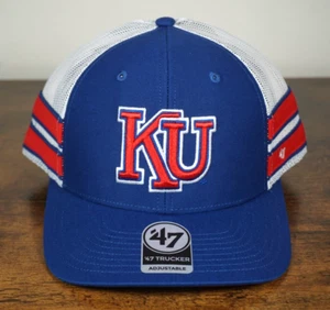 Truckermütze Kappe Marke Kansas Jayhawks '47 royalblau rot Druckknopflasche verstellbar - Bild 1 von 5