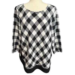 J Jill Hemd Damen XL schwarz weiß Love Leinen Gingham Buffalo Karo kariert Popover - Bild 1 von 7