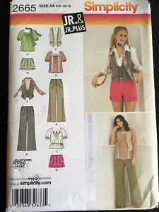 Pattern Simplicity 2665, junior pants, shorts, top, vest, scarf. - Picture 1 of 2