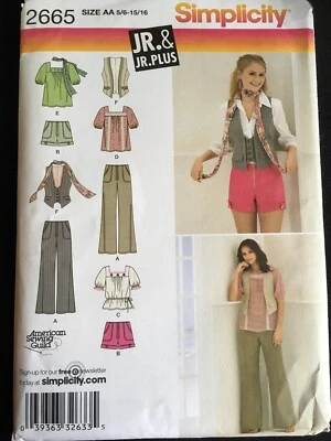 Pattern Simplicity 2665, junior pants, shorts, top, vest, scarf. - Image 1 of 2