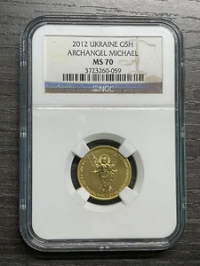 Ukraine 2012 Archangel Michael 5 Hryven 1/4 oz Gold NGC MS70 SKU#4270 - Picture 1 of 4