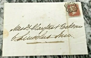GREAT BRITAIN 1841 QUEEN VICTORIA 1dRED WITH # 3 IN MALTESE CROSS ON COVER NICE - Picture 1 of 3