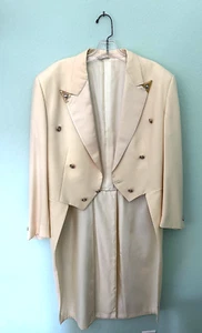 Vintage Gianni Versace Couture creme langer Frack Smoking Jacke Satin Revers S/M - Bild 1 von 20