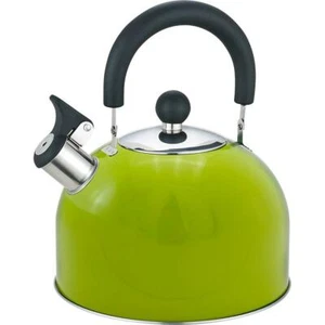 GREEN 2.5 LITRE STAINLESS STEEL STOVETOP HOB WHISTLING KETTLE GAS TEA COFFEE - Picture 1 of 2