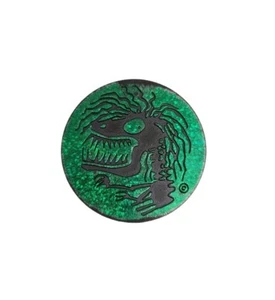 Plastic POG Slammer Kini 1994 World Pog Federation #4 WPF T-Rex Green Foil - Picture 1 of 2