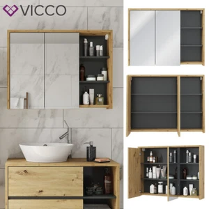 VICCO armario con espejo VIOLA roble - armario con espejo con 2 puertas y estant - Imagen 1 de 8