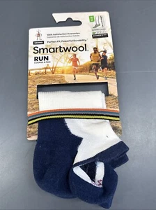 Smartwool Run Calze Donna alla Caviglia Basse con Cuscino Mirato, Bianco/Blu. Medium. Nuovo con etichetta - Foto 1 di 4