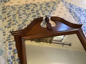 Vintage Mid-Century Maple Wood Pediment Wall Mirror - Picture 1 of 9
