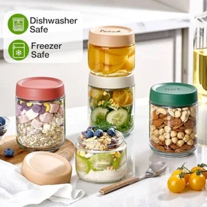 300ml&480ml Overnight Oats Gläser mit Deckel 6er Set Einmachgläser Dessertgläser - Bild 1 von 16