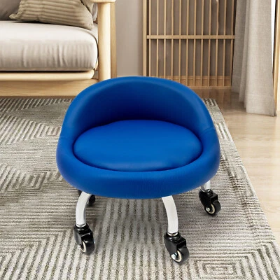 Low Height Footstool W/Backrest Wheels Foot Rest Footrest Stool Office Home Shop - Image 1 of 4