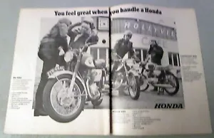 1966 Honda CB-160 & CB-450 schwarz Bomber Motorrad original 2-seitige Druckanzeige - Bild 1 von 1