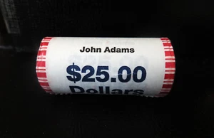 2007 US Mint Roll John Adams Presidential Dollars $25 Face Value - Picture 1 of 3