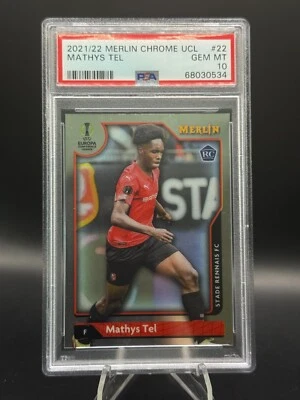 2021-22 Topps Merlin Chrome Mathys Tel RC #22 PSA 10 Gem Mint Tottenham Hotspur - Image 1 of 2