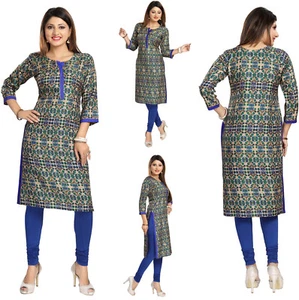 UK LAGER DAMEN MODE ethnisch PAKISTANISCH KURTA KURTI TUNIKA TOP SHIRT SC2503 blau - Bild 1 von 7