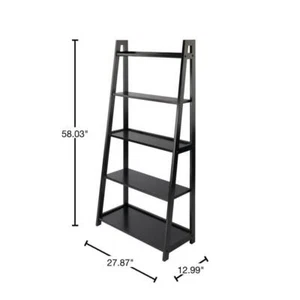 WINSOME WOOD Bookcase 58.03" H X 27.87" W, Wood 5-Tier A-Frame Shelf In Black - Picture 1 of 5