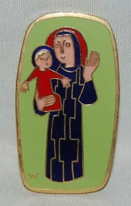 Emaille, Egino Weinert, Madonna, Maria mit Jesus, Emaillierte Plakette, Relief - Picture 1 of 2