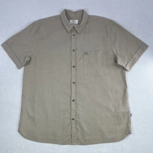 Camisa de Viaje Fjallraven Ovik Para Hombres 2XL Beige Manga Corta Ajuste Cómodo Mezcla de Cáñamo - Imagen 1 de 18
