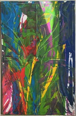 Original abstrakte Komposition, Ölgemälde, Expressionismus, 116,0 x 75,0 cm. - Bild 1 von 4