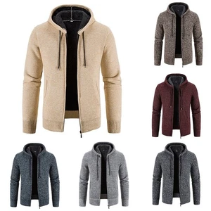 Men Long Trench Coat Knit Sweater Jacket Windbreaker Hoodie Cardigan Overcoat - Picture 1 of 32