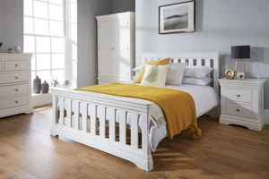 Toulouse White Painted 4 foot 6 Double Bed Frame - Bedroom Furniture - Picture 1 of 15